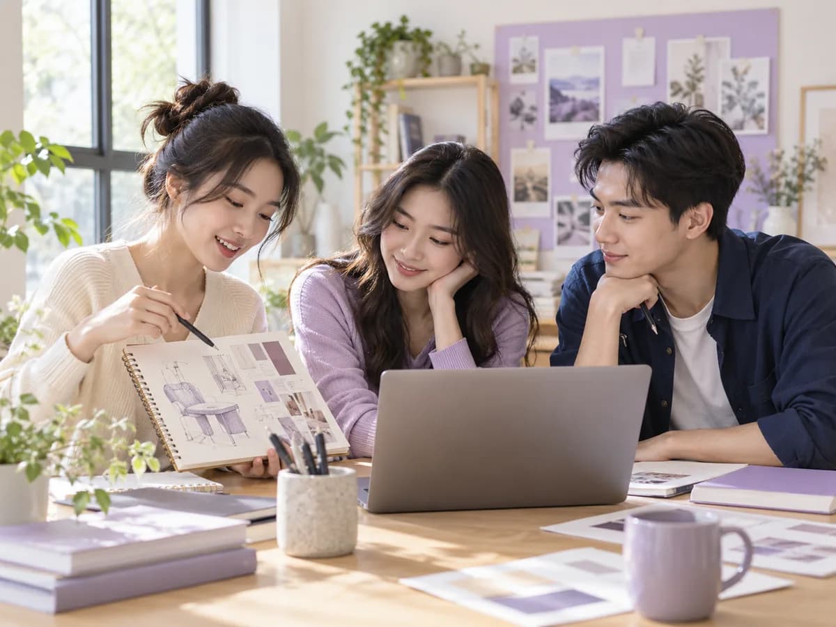 Học viên cùng thảo luận ý tưởng và thực hành với laptop tại lớp học